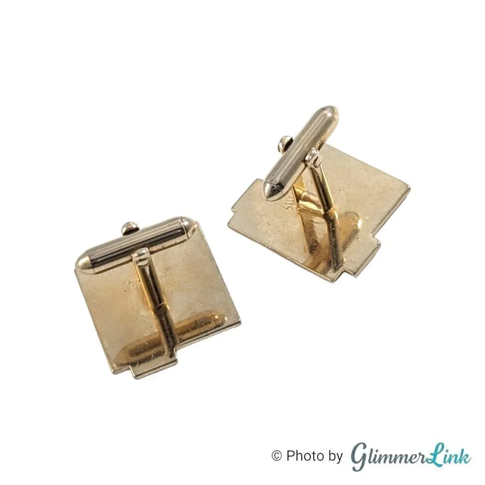 Vintage Swank Chevron Square Gold Tone Cufflinks
